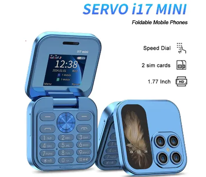 i17 PRO Mini Flip Mobile Phone- 5G Phone. (1 Year Manufacture Warranty)